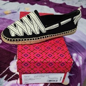Tory Burch Black and White Espadrilles